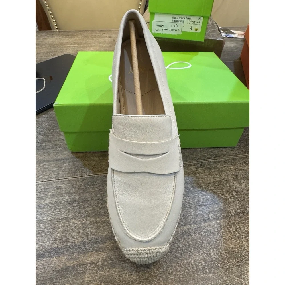 Sam Edelman Kai espadrille loafers Ivory Leather suede finish Size 10
